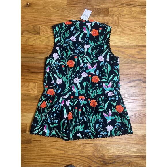 NWT Kate Spade Jardin Poplin Top Scenic Route Size XS Hummingbird - Picture 2 of 7
